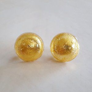 Venetian Glass Gold Flake Stud Earrings